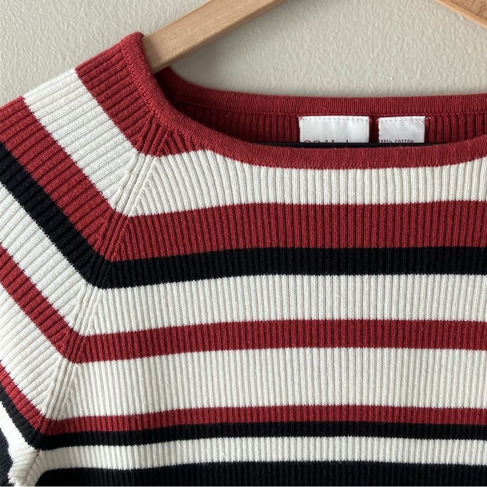 VINTAGE Ribbed Striped Short Sleeve Top - Picture 3 of 4